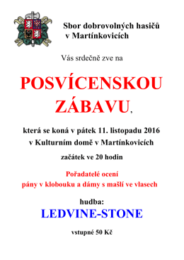 Pozvánka na posvícenskou zábavu do Martínkovic dne 11.11.2016