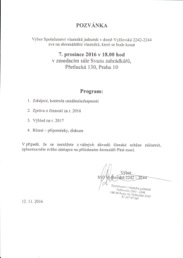 Page 1 POZVÁNKA Výbor Společenství vlastníků jednotek v domě