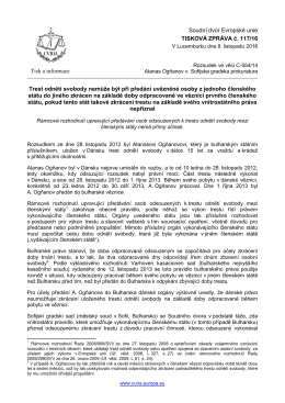 Trest odnětí svobody nemůže být při předání - curia