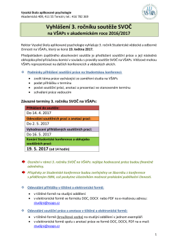 Vyhlášení SVOČ v akademickém roce 2016/2017