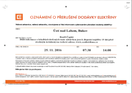 Page 1 OZNÁMENÍ O PŘERUŠENÍ DODÁVKY ELEKTŘINY Vážená