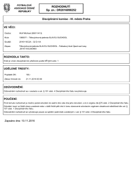 ROZHODNUTÍ Sp. zn.: DR2016098252