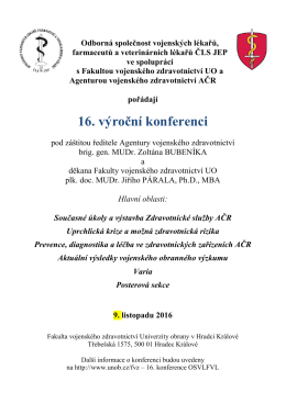 16. konference odborné společnosti vojenských lékařů, farmaceutů