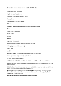 Doporučen&yacute; minim&aacute;ln&iacute; seznam věc&iacute; na t&aacute;bor T