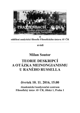 Milan Soutor TEORIE DESKRIPCÍ A OTÁZKA MEINONGIANISMU U