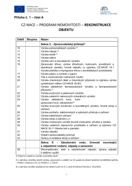 cz-nace – program nemovitosti – rekonstrukce objektu