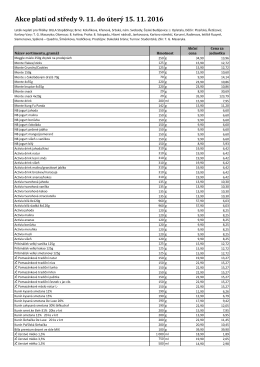 Akce platí od středy 9. 11. do úterý 15. 11. 2016