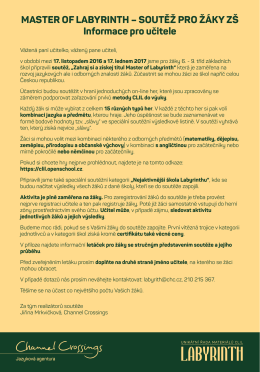 Master of Labyrinth - Informace pro učitele