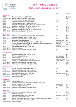 Harmonogram školního roku