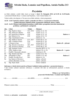 Pozvánka - STŘEDNÍ ŠKOLA, Lomnice nad Popelkou, příspěvková