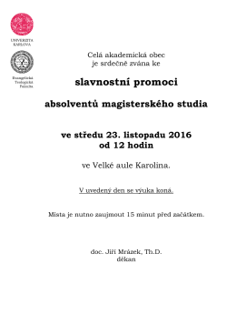 slavnostní promoci - Evangelická teologická fakulta