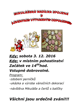Všichni jsou srdečně zváni!!!