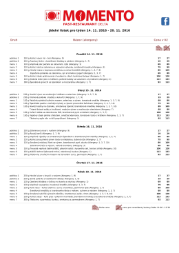 J&iacute;deln&iacute; l&iacute;stek pro t&yacute;den 14. 11. 2016 - 20. 11. 2016