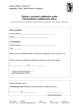 Žádost o povolení vzdělávání podle individuálního vzdělávacího plánu