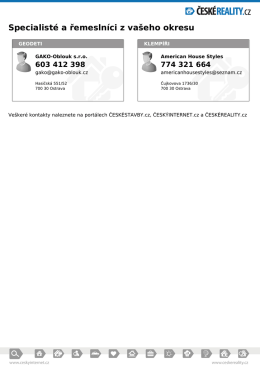 Specialist&eacute; a řemesln&iacute;ci z va&scaron;eho okresu