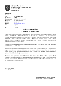 VEŘEJNÁ VYHLÁŠKA o možnosti převzít písemnost