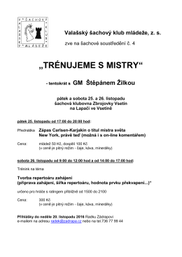 pozvánce - Šachový klub ZBROJOVKA VSETÍN