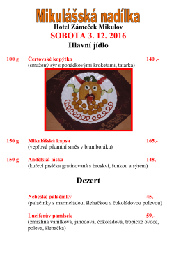 Menu - Hotel Zámeček Mikulov