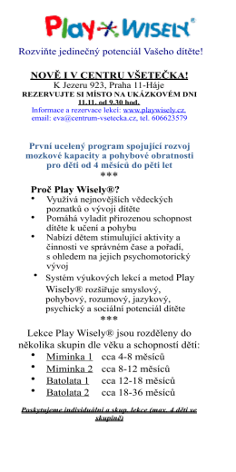 PLAY WISELY ukázkové dopoledne pátek