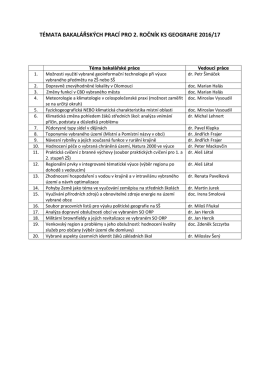 témata bakalářských prací pro 2. ročník ks geografie 2016/17