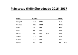 Plán svozu tříděného odpadu 2016 -2017