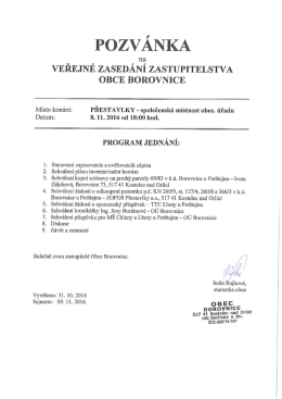 Page 1 POZVANKA [13 VEŘEJNÉ ZASEDÁNÍ ZASTUPITELSTVA