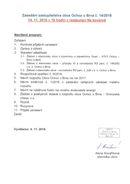 Zasedání ZO Ochoz u Brna 14. 11. 2016