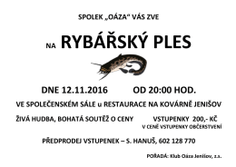 Rybářský ples 12.11.2016 od 20h na sále