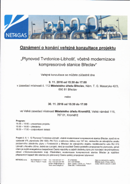 Oznámení o konání veřejné konzultace projektu