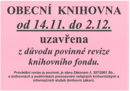 Page 1 OBECNÍ KNIHOVNA od 14. I 1. do 2. 12. uzavřena z důvodu