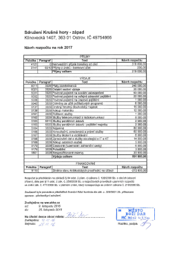 Sdužení Krušné hory - západ - návrh rozpočtu na rok 2017