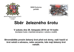 V sobotu dne 26. listopadu 2016 od 14 hodin bude