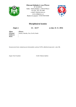 DK Z&aacute;pis č. 14 - 16/17 ze dne 8.11.2016