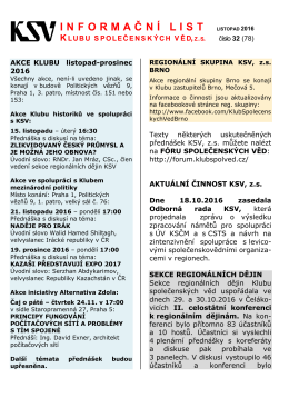 Informačn&iacute; list č. 78 - Klub společensk&yacute;ch věd