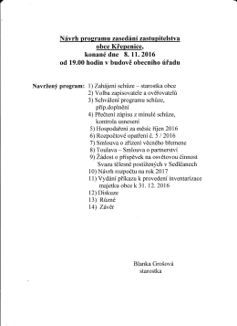 Program jednání zastupitelstva 8. 11. 2016