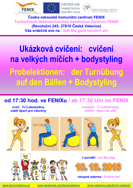 Ukázková cvičení: cvičení na velkých míčích + bodystyling