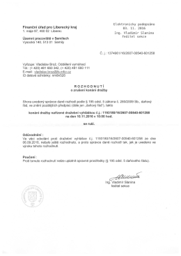 Finanční úřad pro Liberecký kraj - Rozhodnutí o zrušení konání dražby