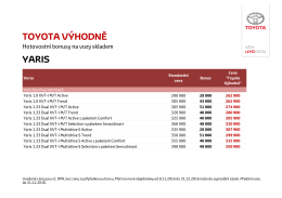 TOYOTA V&Yacute;HODNĚ YARIS