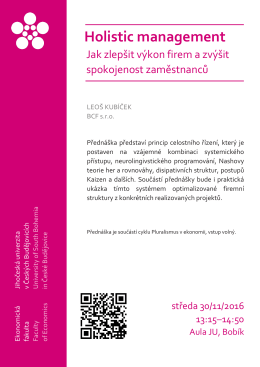 Pozv&aacute;nka (*) - Ekonomick&aacute; fakulta JU