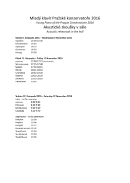 Mladý klavír Pražské konzervatoře 2016 Akustické zkoušky v sále