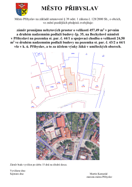 záměr pronájmu nebytových prostor o velikosti 457,49 m2 v prvním