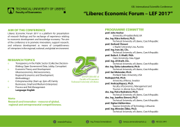 &ldquo;Liberec Economic Forum &ndash; LEF 2017&rdquo; CONFERENCE FEE