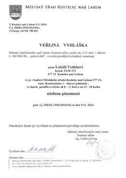 Veřejná vyhláška, oznámení o uložení písemnosti