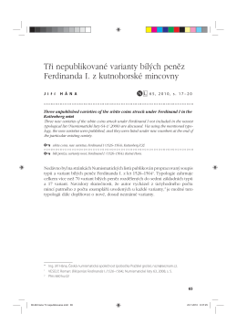 Tři nepublikované varianty bílých peněz Ferdinanda I. z kutnohorské