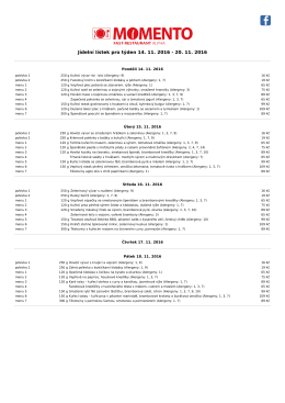 Jídelní lístek pro týden 14. 11. 2016 - 20. 11. 2016