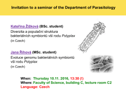 Invitation to a seminar of the Department of Parasitology When