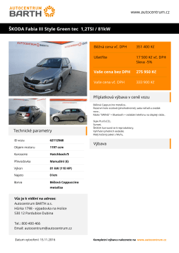 ŠKODA Fabia III Style Green tec 1,2TSI / 81kW