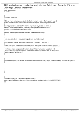 APEL do hodowc&oacute;w trzody chlewnej Ministra