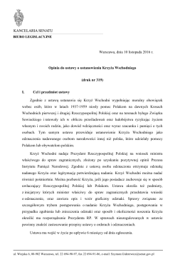 Opinia do ustawy o ustanowieniu Krzyża Wschodniego