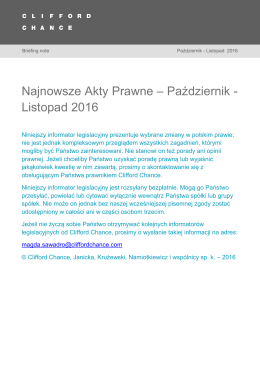 Najnowsze Akty Prawne – Październik - Listopad